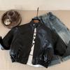 Jaqueta de Couro Infantil 2026 Outono Nova Estilo Coreano Meninos e Meninas Jaqueta Biker Descolada Jaqueta da Moda Estilosa