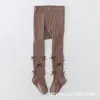 Meia-calça infantil para Primavera e Outono, design 3D de borboleta estilo coreano, leggings para meninas, algodão penteado de alta elasticidade, meia-calça outer wear infantil
