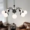 Nuevo Candelabro Francés Retro para Sala de Estar 2025, Estilo Antiguo Frijol Mágico Negro Simple Luz Principal, Lámparas de Restaurante de Gama Alta