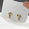 Pendientes de Plata de Ley S925 Corazón Calado con Diamantes Pendientes Pequeños Pendientes Franceses Super Hada Suaves G7358
