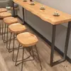 Mesa de bar de madera maciza, mesa de comedor de patas altas, mesa de barra de café, mesa para el hogar, mesa larga simple para tiendas de té de leche y snacks, montada en la pared