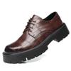 Sapatos de Couro Masculinos Respiráveis Estilo Britânico Vestido de Negócios Cabeça Grande Moda Cano Baixo Botas Martin Solado Grosso Casual Cano Baixo Sapatos Masculinos