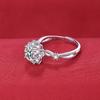 Anillo de Flor de Fugui con Pistilo de Moissanita Imitación de Explosiones Vivas para Mujer, Anillo de Dedo de Boca Viva de Flor de Lujo de Gama Alta de 1 quilate