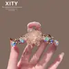 Pinza de Garra de Flor de Cristal de Alta Gama para Industria Pesada Nuevo Estilo Pinza de Tiburón Iridiscente de Alta Gama para Mujeres Parte Posterior de la Cabeza Cabello Fino Accesorio para el Cabello Semirecogido