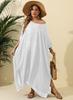Vestido de mujer Transfronterizo Europeo y Americano talla grande Blusa holgada de color sólido para mujer Vestido con abertura para vacaciones en la playa