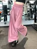 2026 Nuevo Estilo Americano Azul Klein Simple Relajado Versátil Estilo Casual Arrugado Tridimensional Pierna Ancha Secado Rápido Pantalones para Mujer