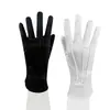 Guantes ceremoniales de hebilla de tres costillas de alta gama, guantes blancos de poliéster para inspección, guantes negros con joyas para recepción de actuaciones de fiesta