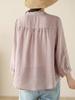Camisa de Algodón y Lino de Manga Tres Cuartos con Cuello Mao de Estilo Casual para Mujer, Versátil Look Holgado Adelgazante Cárdigan Top Casual de Algodón y Lino