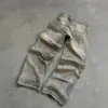 Marca de Tendencia Primavera y Otoño Jeans Rectos Holgados para Hombre Lavado a la Arena Retro Casual Pantalones de Mezclilla Overoles de Tendencia Callejera
