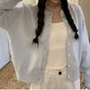 Jaqueta Cardigan Tricotada Feminina Estilo Preguiçoso Azul Claro Feminina 2024 Primavera Nova Macia Curta Manga Longa Cor Sólida Feminina