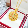 Loja de Ouro Mesmo Estilo Antigo Banhado a Ouro Diamante Colorido Giratório Bússola de Oito Tesouros Pingente Novo Estilo Chinês Boa Sorte e Prosperidade Roda de Oito Tesouros Pingente