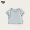 Ropa para Niños Yingsibo Camiseta Fina para Niñas con Bordes Fruncidos, Top de Color Sólido de Manga Corta para Niñas Mayores, Ropa de Verano