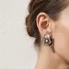 Aguja de Plata Estilo Europeo y Americano Lujo Ligero Incrustados de Diamantes Flor de Perla Nicho Exquisitos Vintage Versátiles Pendientes Elegantes de Gama Alta