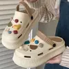 Sapatos transfronteiriços para 11 semicírculo geométrico quadrado amor resina furo sapato fivela desenho animado tridimensional removível