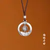 Collar Colgante con Hebilla de Seguridad de Plata de Ley 999 para Hombres y Mujeres, Colgante de Llavero de Calabaza Retro de Moda para Bendición, Joyería