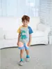 Camiseta de Verano para Niños Estilo Coreano de Manga Corta con Estampado de Dinosaurio para Niños y Niñas, Camisa de Cuello Redondo para Niños Pequeños y Medianos, Tops de Exterior para Niños