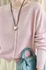 Cardigan de Tricô com Gola Redonda 5% Cashmere 95% Lã Merino para Mulheres, Peça para Cobrir em Ambientes com Ar Condicionado na Primavera e Verão, Suéter Top Soltinho de Manga Longa