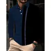 Camisa polo bicolor, nueva ropa de negocios para hombre, de manga larga, moda masculina transfronteriza, top para hombre con estampado digital en bloques de color