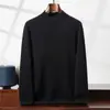 Suéter de Cachemira Grueso de Cuello Semi-Alto para Hombre Otoño e Invierno Nuevo Negocios Casual Tejido Camiseta Base Color Sólido Suéter Versátil