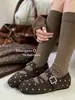 Zapatos Mary Jane de lunares con tira cruzada para mujer, suela plana, boca poco profunda, punta redonda, versátiles, retro, bailarinas 088-33