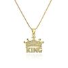 Collar con colgante de corona de KING con circonita galvanizada en oro auténtico, estilo hip hop, estilo antiguo australiano, europeo y americano, con personalidad femenina.