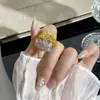 Anillo de Corona de Circonita Gota de Agua Estilo Corte Francés para Mujer Nuevo Diseño de Lote Pequeño Exquisito Versátil Abierto Ajustable