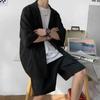 Terno casual masculino 2023 Verão Hong Kong estilo moderno casaco de manga 3/4 estilo coreano versátil shorts soltos