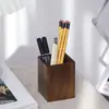 Porta plumas de madera maciza de nogal negro caja de almacenamiento para control remoto decoración de escritorio para estudiante oficina estudio porta plumas cuadrado de diamante