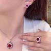 Suministro en Vivo Lujo Diamante Completo Corindón Rojo Colgante de Collar para Mujer Anillo de Cristal Azul Corte Radion Pendientes de Diamante de Alto Carbono
