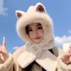 Gorro de Peluche con Orejas Lindas Bufanda Todo en Uno para Mujer Invierno Protección para Orejas Gorro Cálido Bufanda para Cuello Estudiante Viento Frío