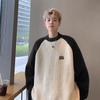 Suéter de linha grossa estilo americano masculino primavera japonês retrô preguiçoso estilo preppy manga raglan casaco suéter oversized