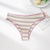 Roupa íntima fina de verão Fengyun com listras arco-íris, cintura baixa, cobertura média, desejo puro, estilo garota sexy e quente, calcinha triângulo 100% algodão, fio dental
