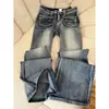 Calça Jeans Flare Azul Retrô Americana para Mulheres, Estilo Fino de Verão, Cintura Baixa, Elástica, Emagrecedora, Calça Bootcut Petite