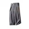 Pantalones de traje rectos plisados a rayas para hombre, estilo verano 'Old Money', cintura elástica suelta, pierna ancha, pantalones casuales de cinco puntos