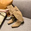 Botas altas hasta la rodilla de estilo western vaquero, inspiradas en el Tíbet, con tacón grueso, tacón alto, punta fina para mujer, nueva colección de otoño 2026