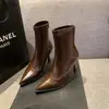 Botines estilizados de punta fina y tacón fino para mujer, nuevo estilo 2026, botines elegantes de cuero, botines de moda de tacón alto, botines ajustados