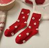 Calcetines de Año Nuevo del Año del Caballo, Calcetines Rojos del Festival de Primavera para Mujer, Calcetines Rojos del Año Zodiacal de Oso de Dibujos Animados para Otoño e Invierno, Calcetines de Caña Media para Mujer, Sin Costuras
