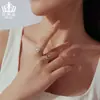 Anel Aifulu de Luxo Trevo da Sorte de Quatro Folhas Moissanite Brilhante Anel Brilhante de Prata Esterlina S925 Joias para Pedido de Casamento para Mulheres