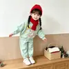 En stock Sudadera de Dibujos Animados para Niños Conjunto de Dos Piezas para Niñas Pantalones de Chándal de Manga Larga con Estampado de Dibujos Animados Ropa para Niños Dropshipping
