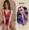 Divertido Sling de Ropa Interior Encaje Tentación para Dormir Sin Tiras Caliente Archivo Abierto Todo en Uno Traje de Uniforme para Mujer