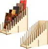 Estante de madera para almacenamiento de tarjetas de escritorio, organizador de oficina simple, estante de exhibición de tarjetas de felicitación de papel para estudiantes, estante de tarjetas de presentación para negocios publicitarios
