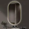Espejo de baño inteligente con forma ovalada y marco de aluminio, espejo con iluminación LED, espejo de tocador para pared para el baño, disponible para venta transfronteriza y personalizable