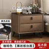 Mesita de noche de cuero, moderna y simple, para uso en el hogar, lujo ligero, pequeña, multifuncional, madera maciza, almacenamiento para dormitorio, mesita de noche, mueble de almacenamiento