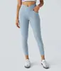 Leggings de yoga jeans falsos de cintura alta europeus e americanos para mulheres, alta elasticidade, controle de barriga, levantamento de glúteos, justas, adequadas para usar como roupa externa, direto da fábrica