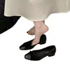Zapatos de Salón Cuadrados de Invierno 2026 con Tacón Medio, Diseño Versátil de Lazo, Estilo Casual de Moda, Tacones Gruesos Cuadrados