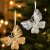 Decoraciones de mariposas artificiales con temática de mascotas, adornos para árbol de Navidad, accesorios para ambiente de fiesta navideña, adornos colgantes en forma de mariposa