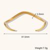 Pulsera abierta con forma de onda irregular de venta caliente transfronteriza europea y americana joyería simple de acero inoxidable chapada en oro de 18K