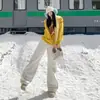Pantalonas Retas Largas de Veludo Fino Confortáveis Outono Inverno Jeans Simples de Cintura Alta para Mulheres Com Caimento Retro Americano Comprimento Total