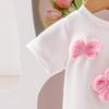 Trajes de Verano Nuevos Lindos Rosados para Niñas Europeos y Americanos Transfronterizos para Niños Pequeños y Medianos Camisetas de Manga Corta + Faldas Rosadas Plisadas