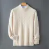 100% Lana Pura Bai Cai Rong Otoño/Invierno Engrosado Cuello Medio Alto Holgado Color Liso Suéter Tejido Casual Capa Base